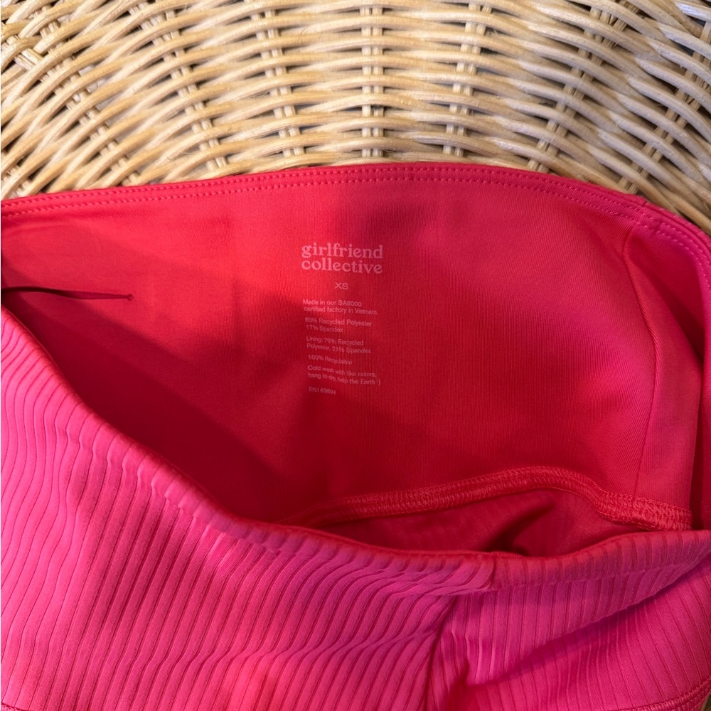 Girlfriend Collective XS Red Ribbed Run Short - Picture 3 of 7